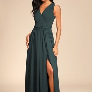 Lulus Thoughts Of Hue Emerald Green Surplice Maxi Dress - Size M